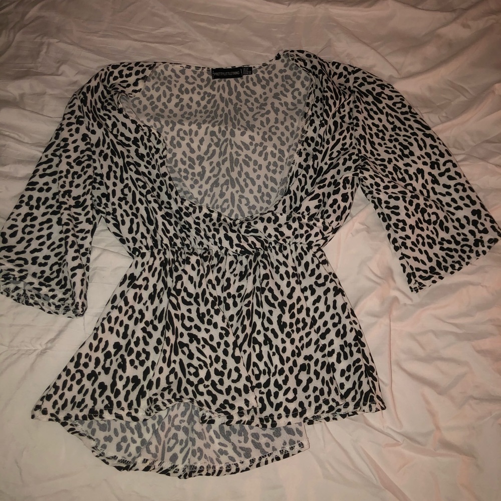 Cheetah Print Black and White Blouse